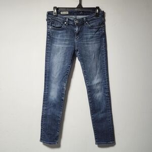 AG The Stevie Med Wash Stretch Denim Skinny Straight Ankle Jeans 27R